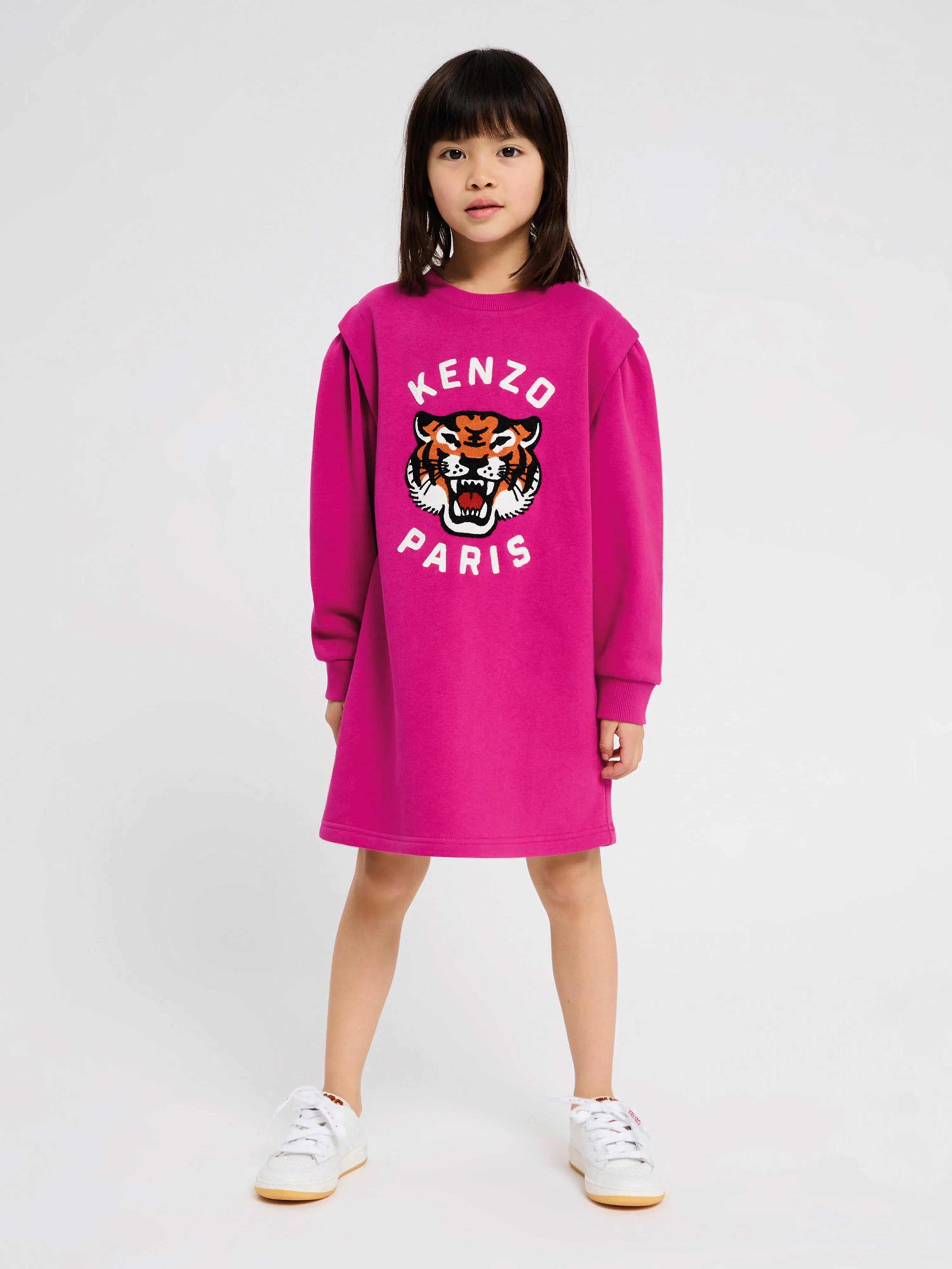 KENZO Girls Tiger Logo Dress in Pink