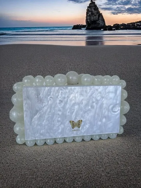 Kira Black Acrylic Pearl Clutch Bag By Nikoza Collection