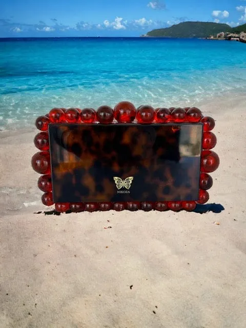Kira Black Acrylic Pearl Clutch Bag By Nikoza Collection