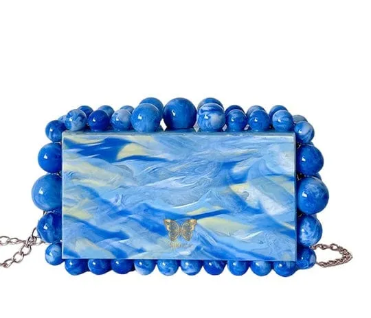 Kira Black Acrylic Pearl Clutch Bag By Nikoza Collection