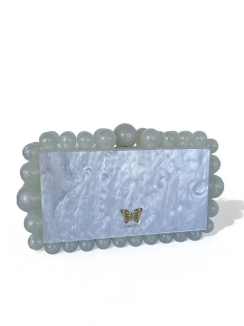 Kira Black Acrylic Pearl Clutch Bag By Nikoza Collection