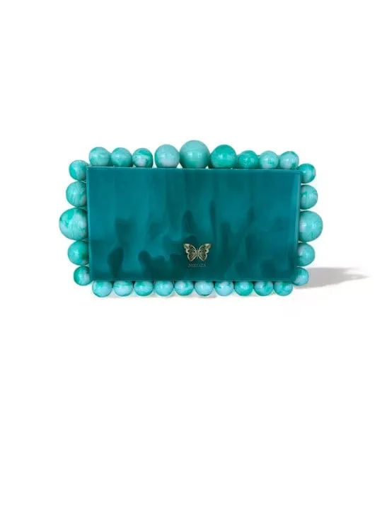 Kira Black Acrylic Pearl Clutch Bag By Nikoza Collection
