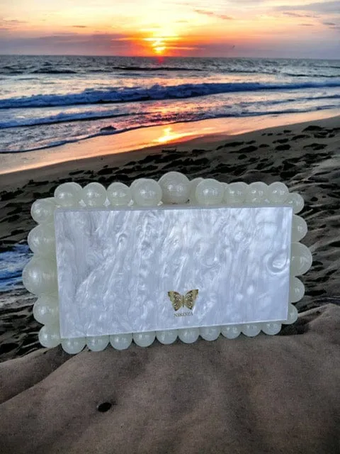 Kira Black Acrylic Pearl Clutch Bag By Nikoza Collection