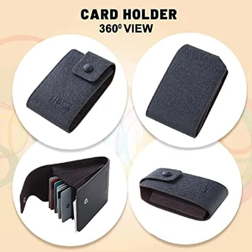 Kuber Industries Card Holder Wallet for Men Women|Debit Credit Card Holder|Wallet for Id, Visiting Card, Buisness Card|Button Closure|Blue (Pack of 6)