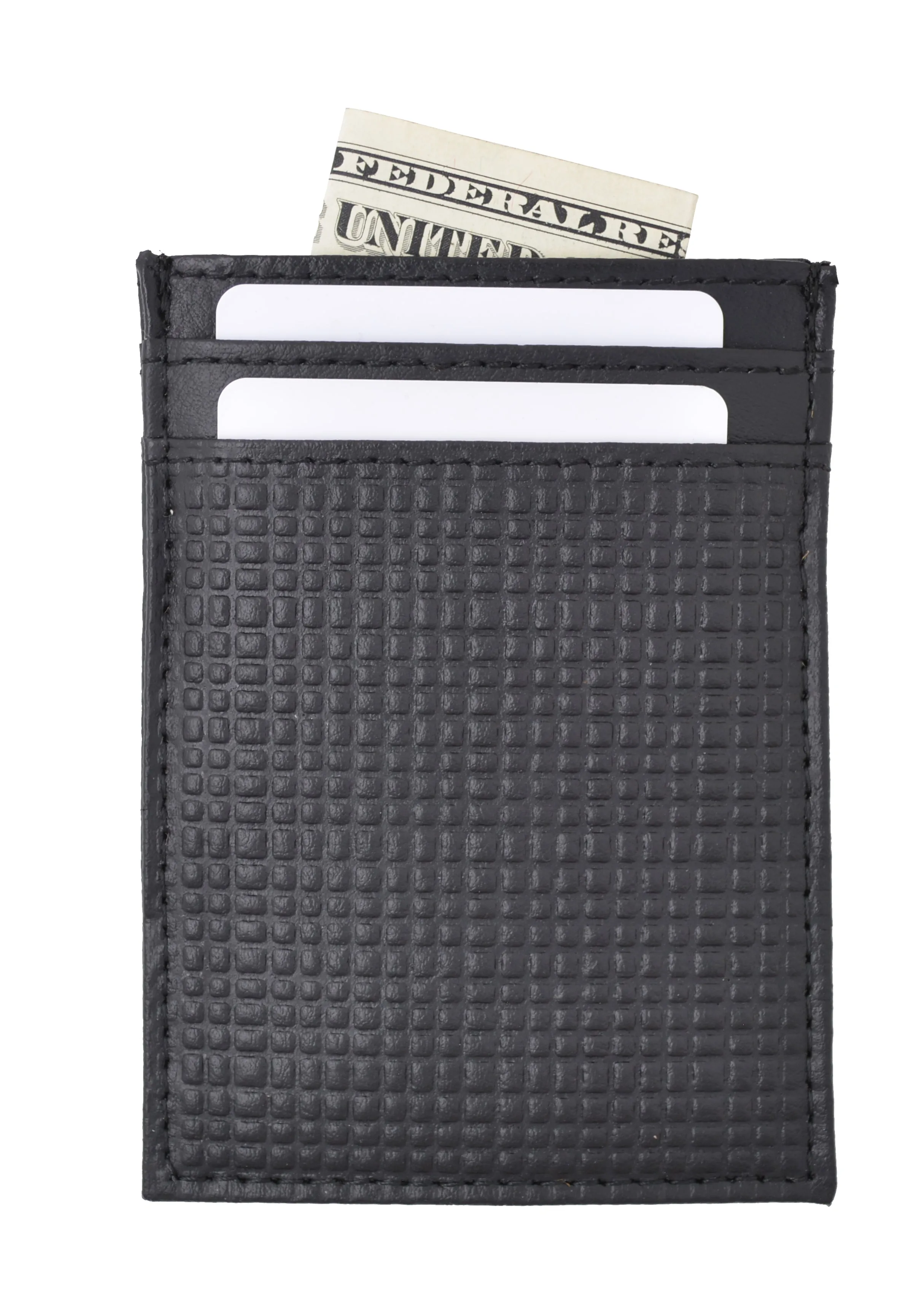 Leather Money Clip Front Pocket Wallet with Bottle Opener Black
