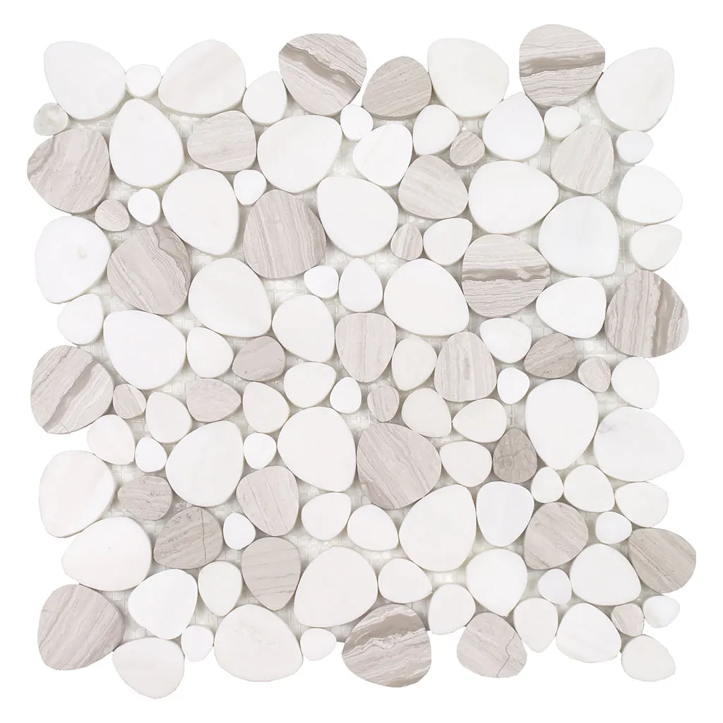 Light Wood Grain Italian White - Shaved Pebble Tile