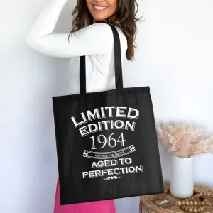 Limited Edition 1964 Tote Bag, Aged to Perfection Cotton Bag, Birthday Gift, Cotton Bag for Life, Vintage Quality Tote Bag