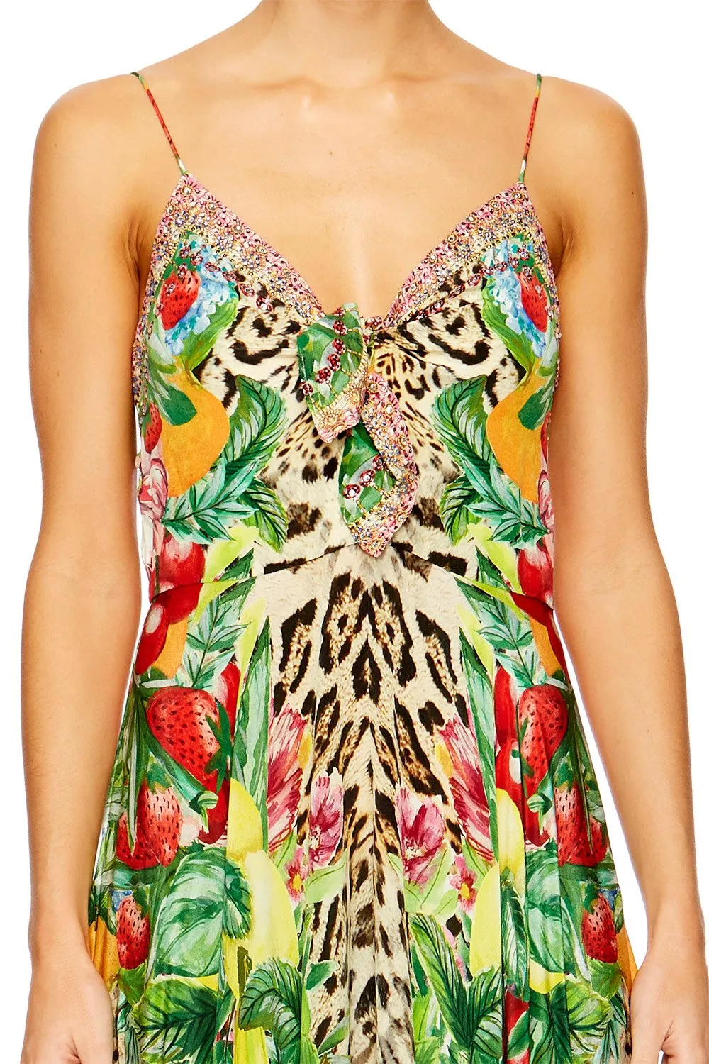 LONG DRESS WITH TIE FRONT COOL CAT