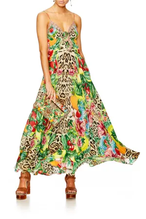 LONG DRESS WITH TIE FRONT COOL CAT