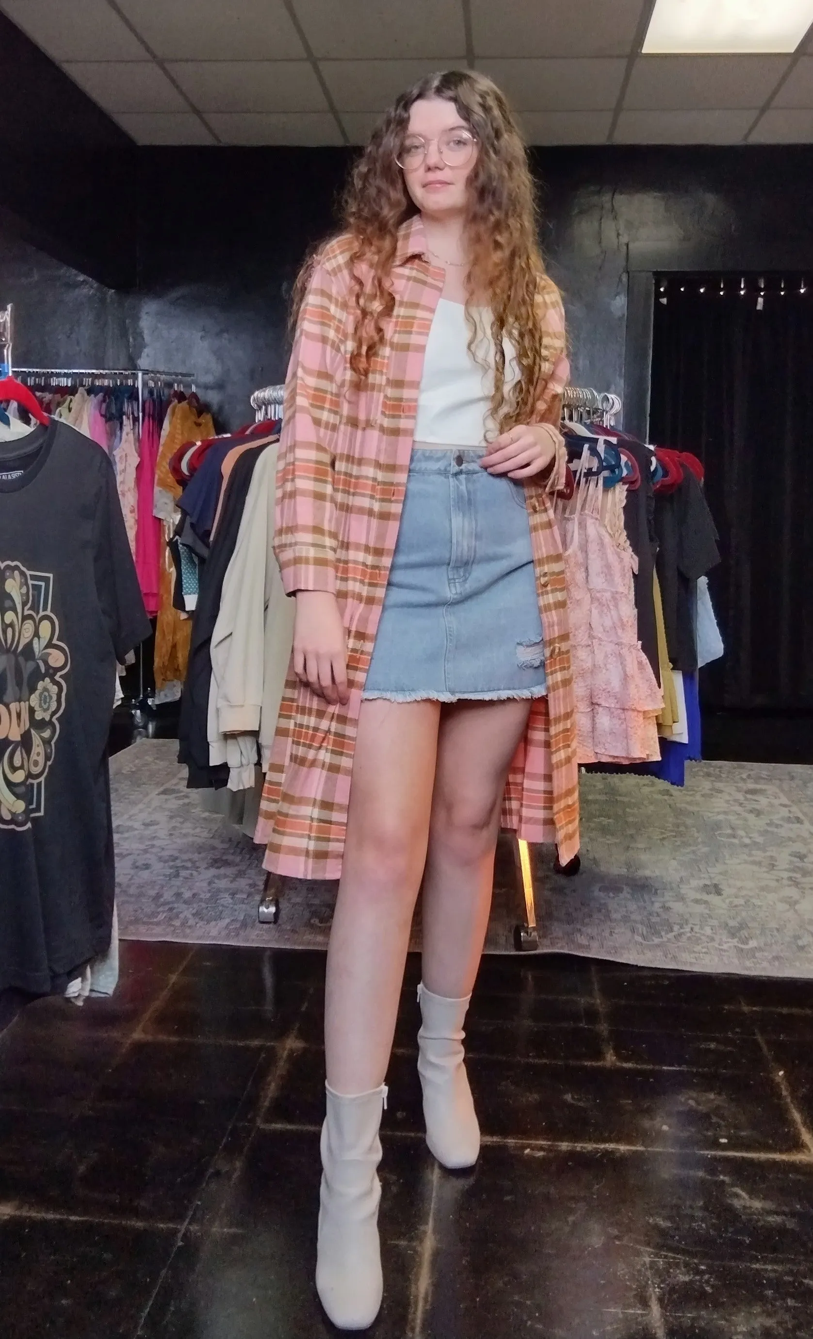 Long Light Pink Flannel