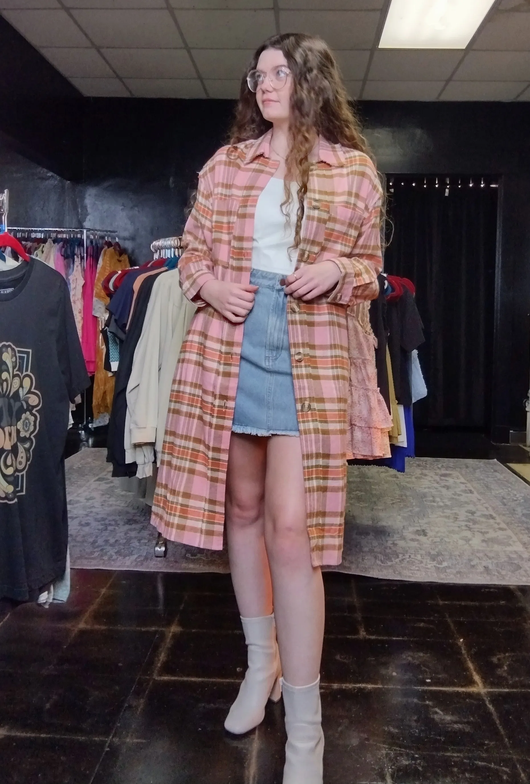 Long Light Pink Flannel