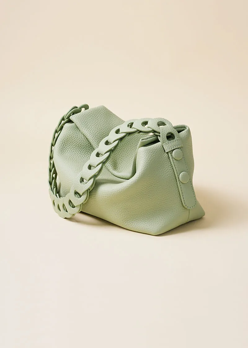 Loop Strap Pebbled Genuine Leather Shoulder Bag