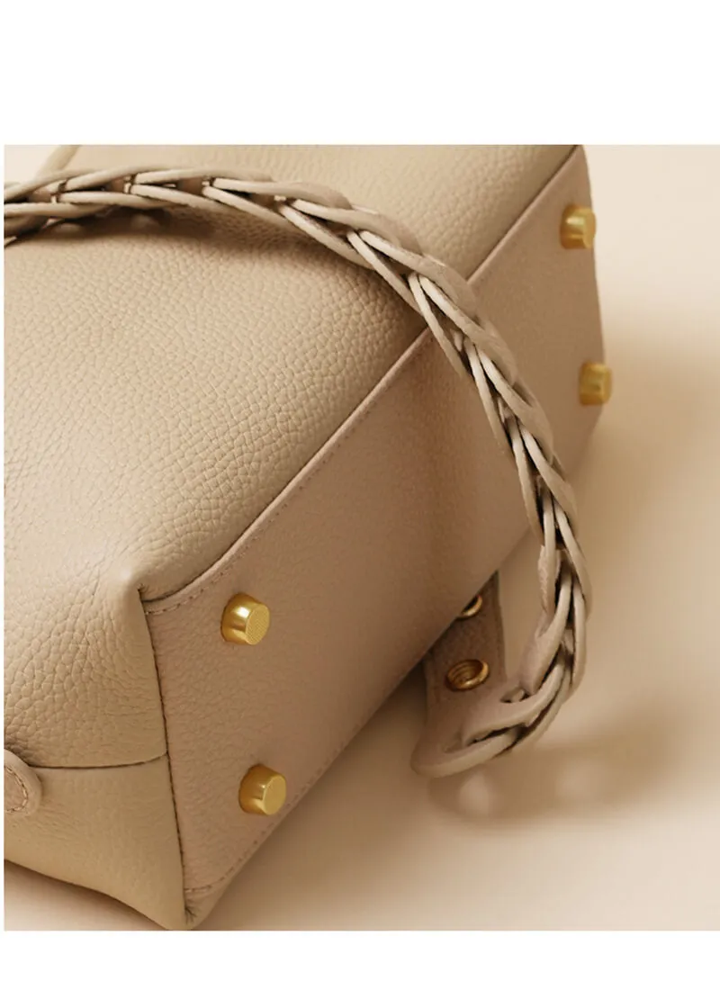 Loop Strap Pebbled Genuine Leather Shoulder Bag