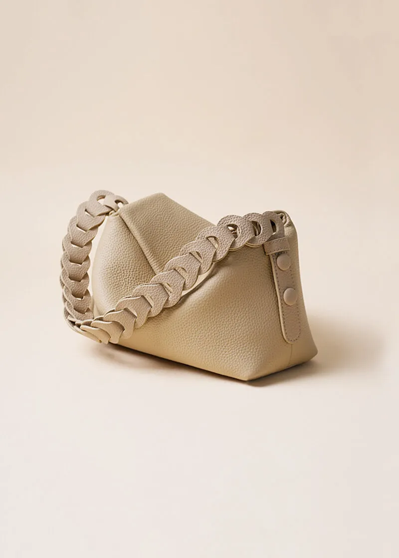 Loop Strap Pebbled Genuine Leather Shoulder Bag