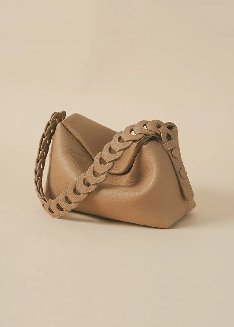 Loop Strap Pebbled Genuine Leather Shoulder Bag