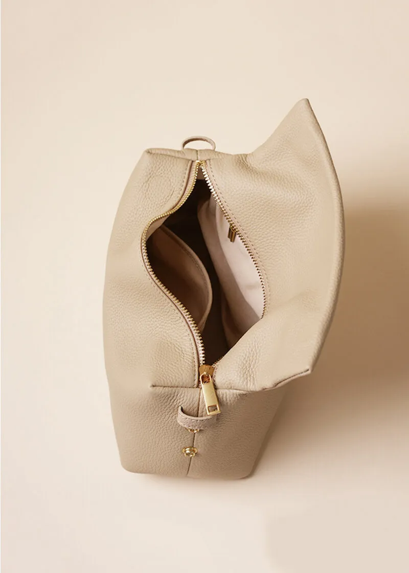 Loop Strap Pebbled Genuine Leather Shoulder Bag
