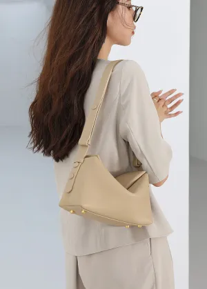 Loop Strap Pebbled Genuine Leather Shoulder Bag