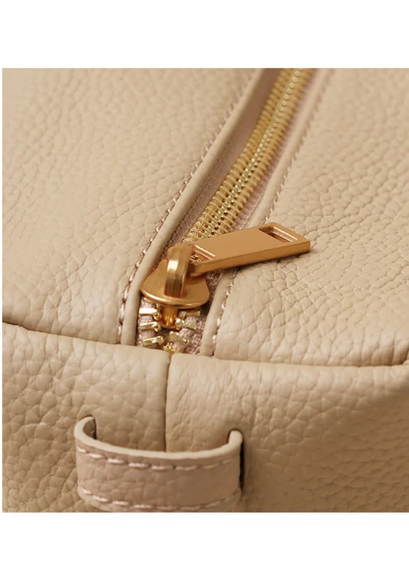 Loop Strap Pebbled Genuine Leather Shoulder Bag
