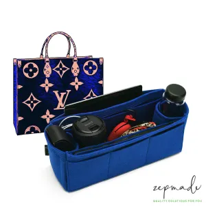 Louis Vuitton Onthego Purse Organizer Insert, Bag Organizer with Zipper Side Pouch and Double Bottle Holders