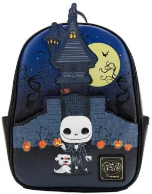 LOUNGEFLY NIGHTMARE BEFORE CHRISTMAS: JACK SKELLINGTON HOUSE MINI BACKPACK