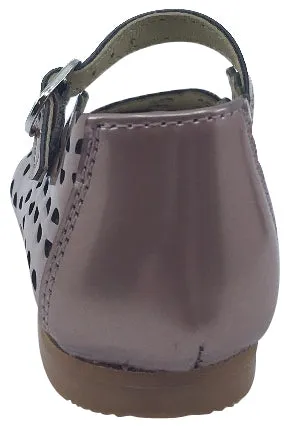 Luccini Girl's Open Cut Soft Rose Gold Leather Mary Janes