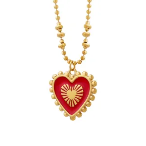 Luxurious Double-Sided Red Spade Heart Necklace with Cross-Border Charm