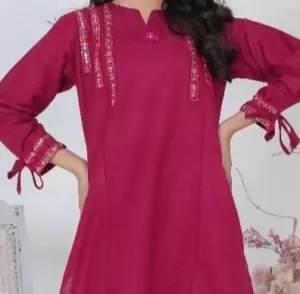 MAHROON kHADDAR GIRLS 2PC SUIT