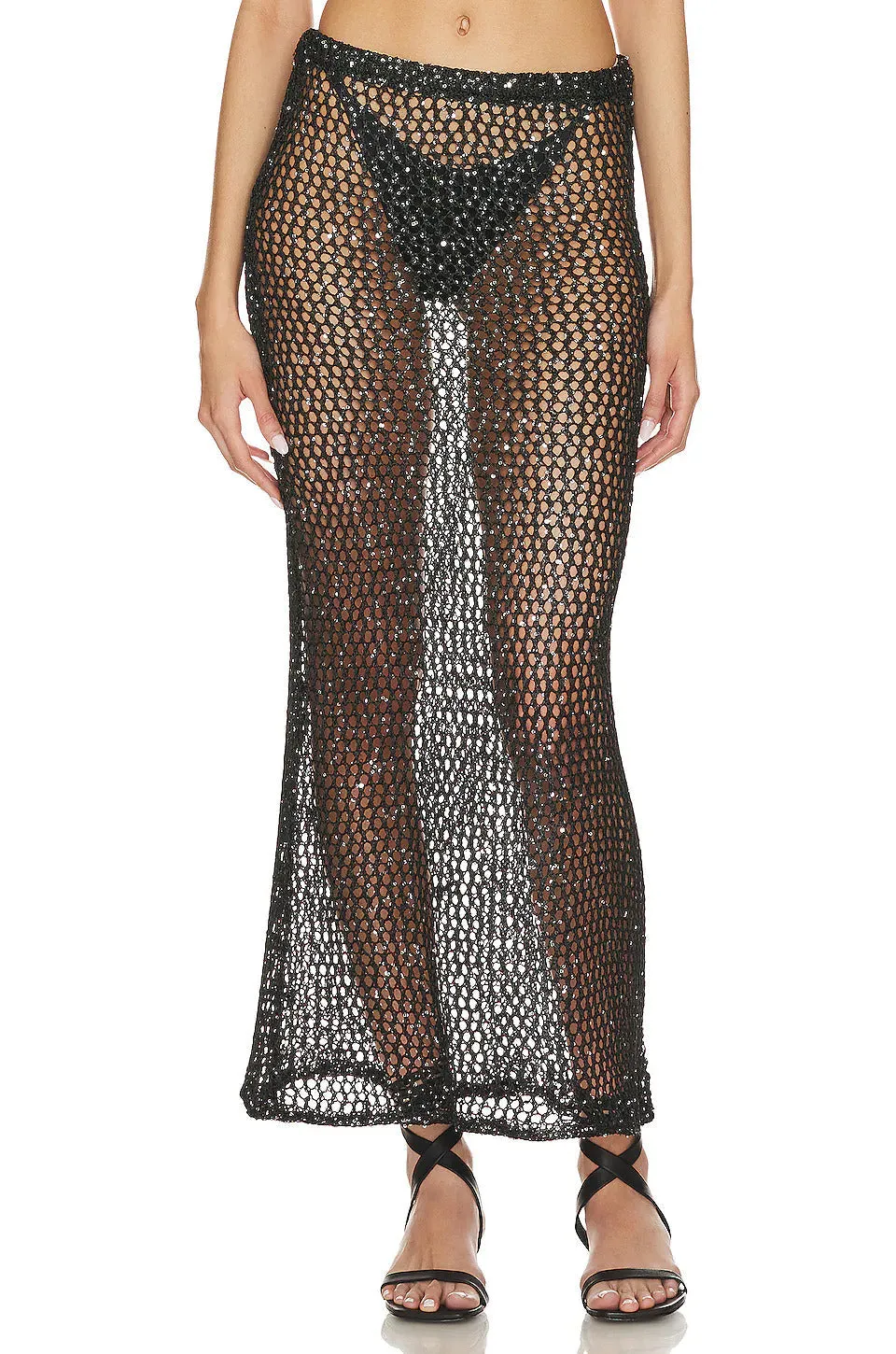 Manu Sequin Stylish Net Maxi Skirt