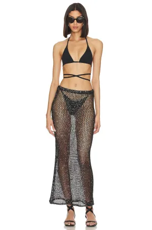 Manu Sequin Stylish Net Maxi Skirt