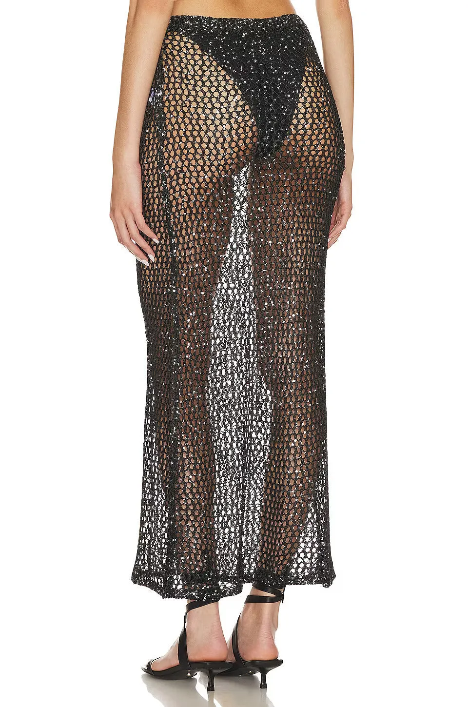 Manu Sequin Stylish Net Maxi Skirt
