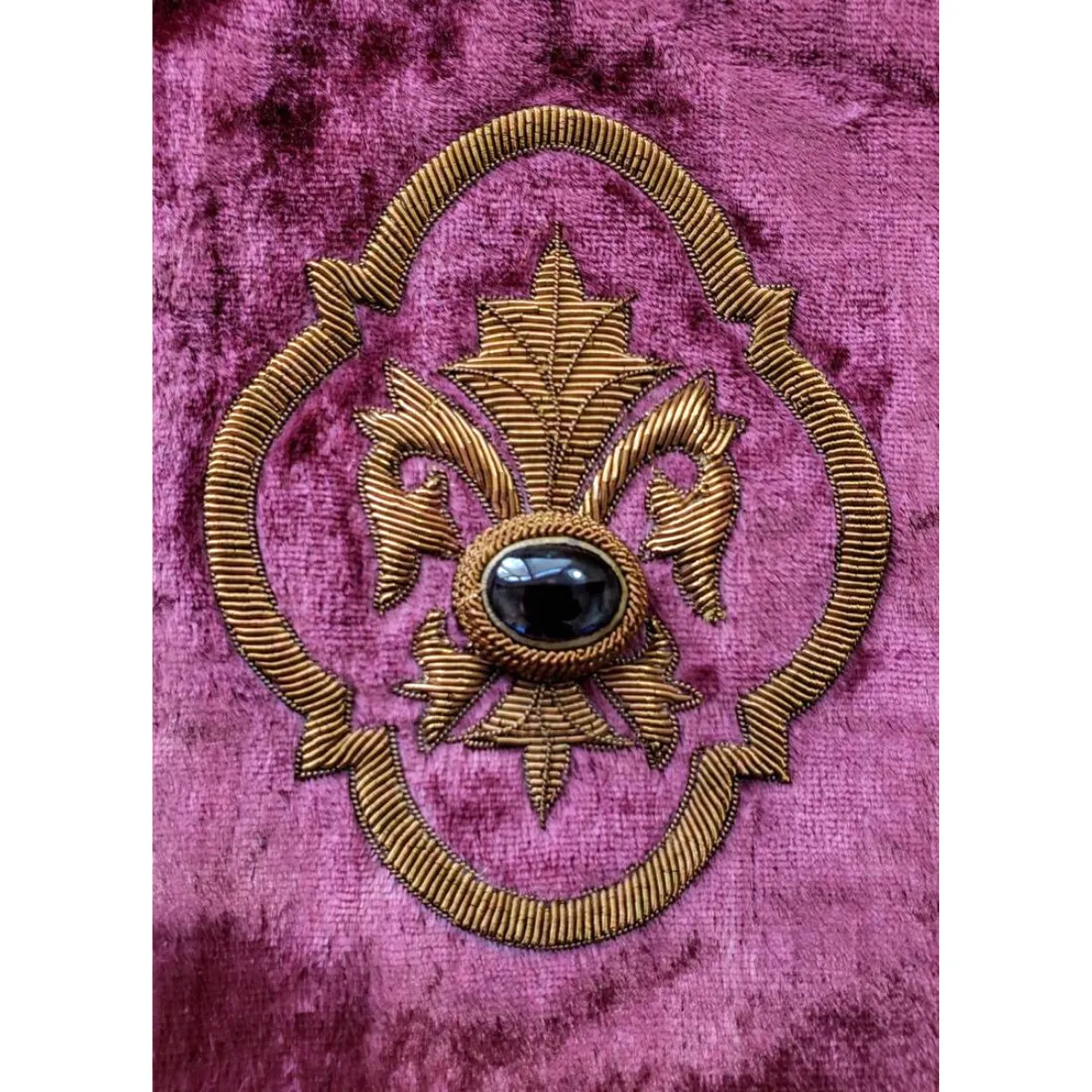 Mauve Velvet Crossbody Bag with Fleur de Lys