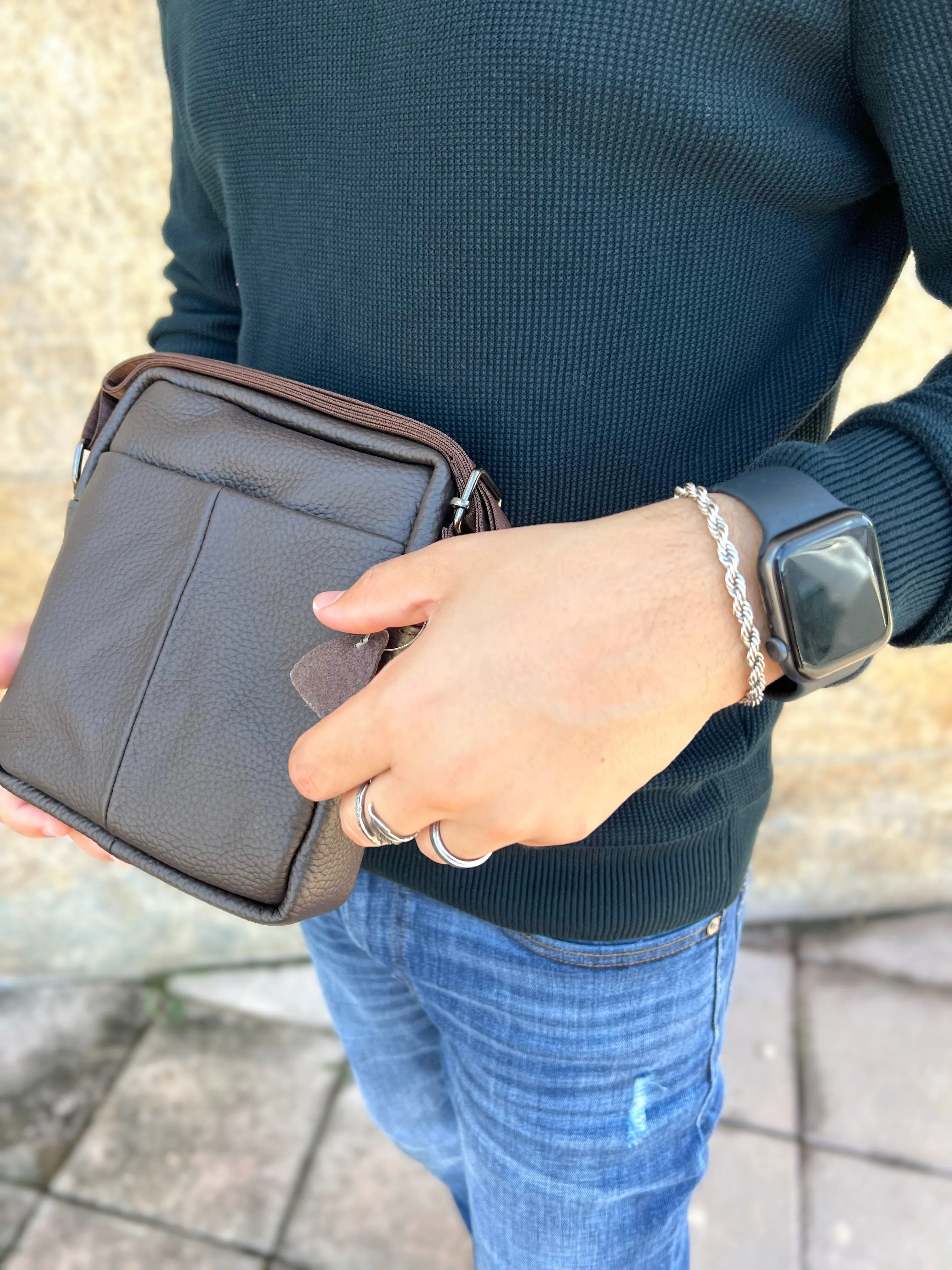 Men Leather Crossbody Bag