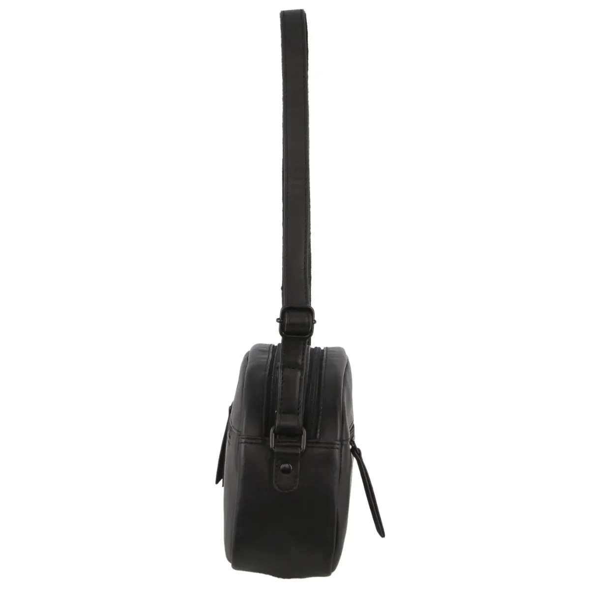 Milleni Leather Multi-Zip Cross-Body Bag in Black