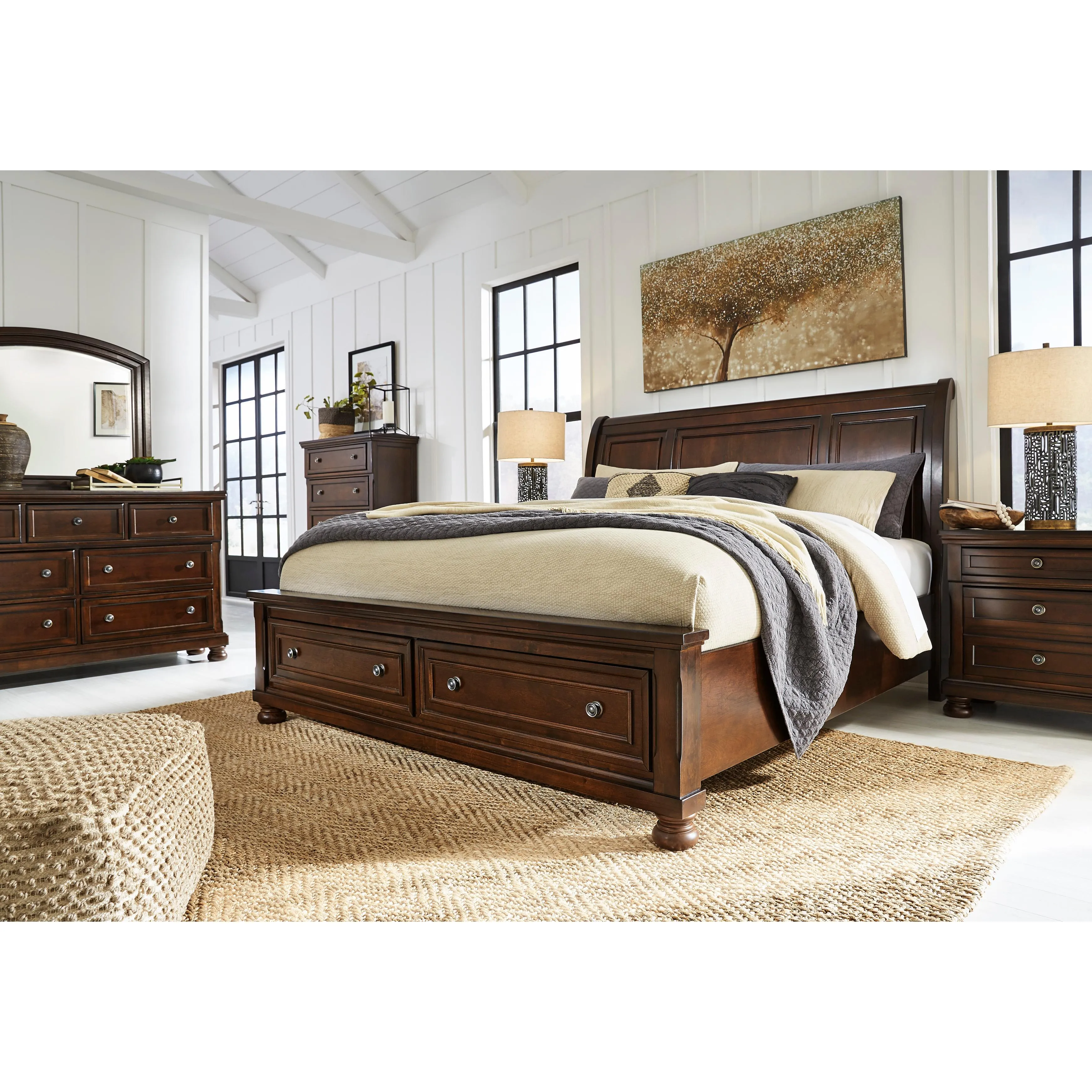 Millennium Porter B697B27 7 pc King Sleigh Storage Bedroom Set