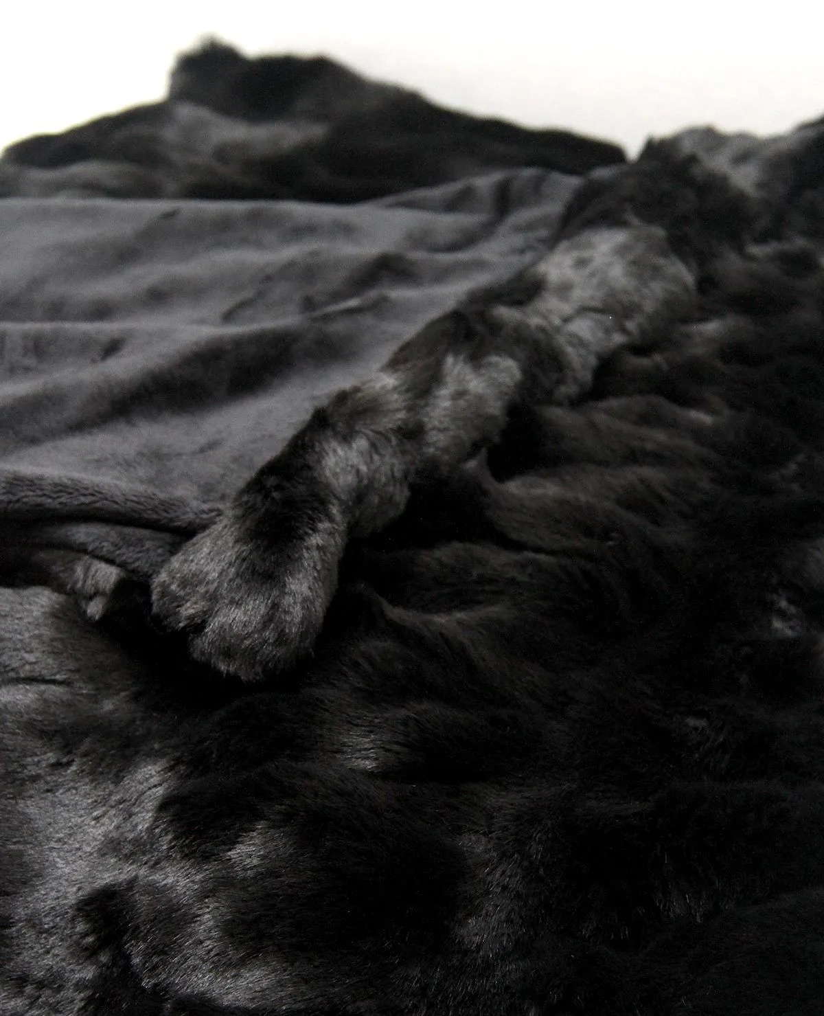 Mink Faux Fur Throw Black