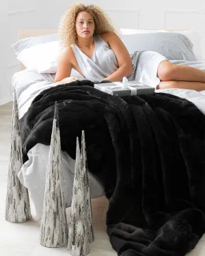 Mink Faux Fur Throw Black