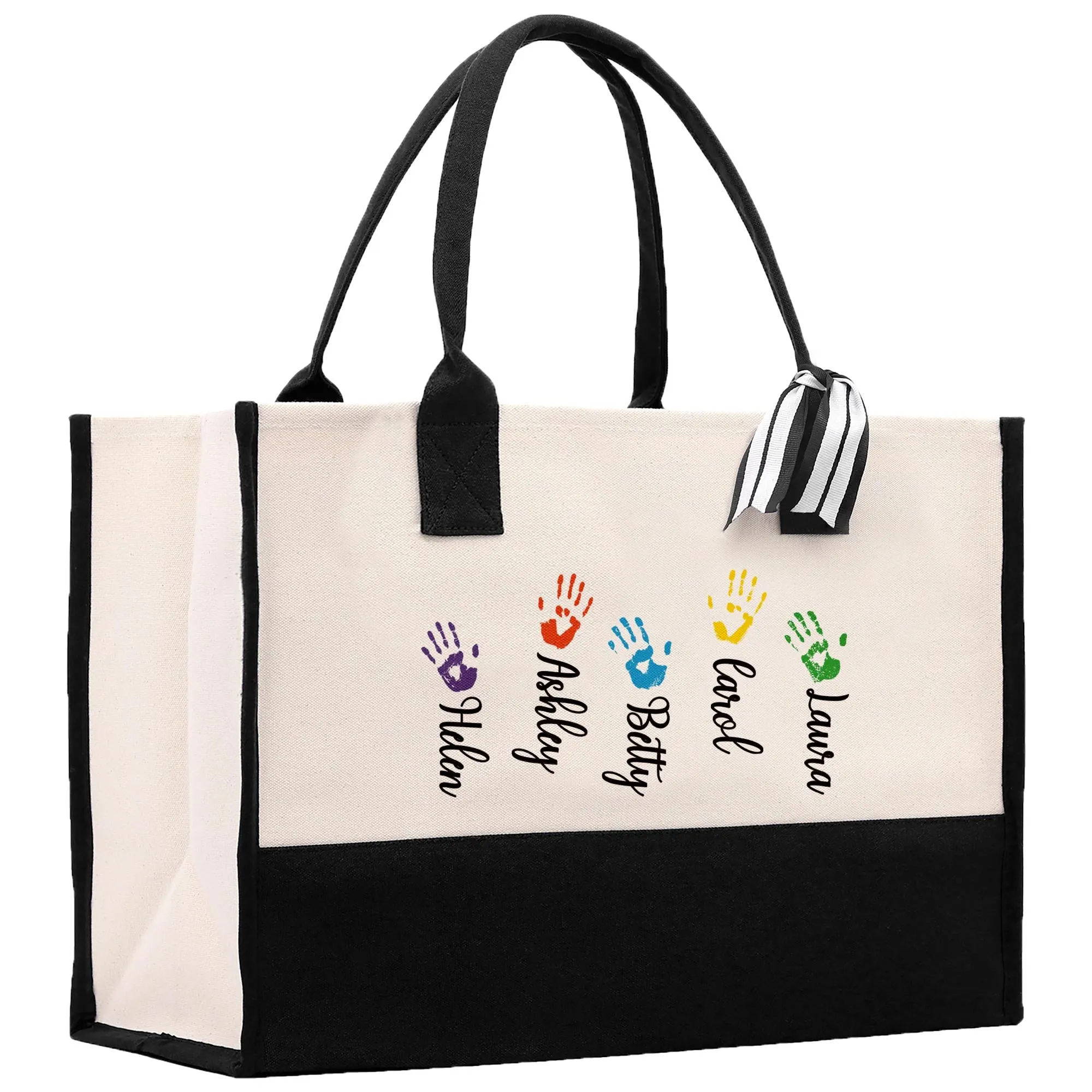 Mom Grandchild Kids Names Custom Grandma Tote Bag Grandma's Getaway Bag Personalized Grandma Gift Bag Shopping Bag Mother Day Gift (MDT1004)