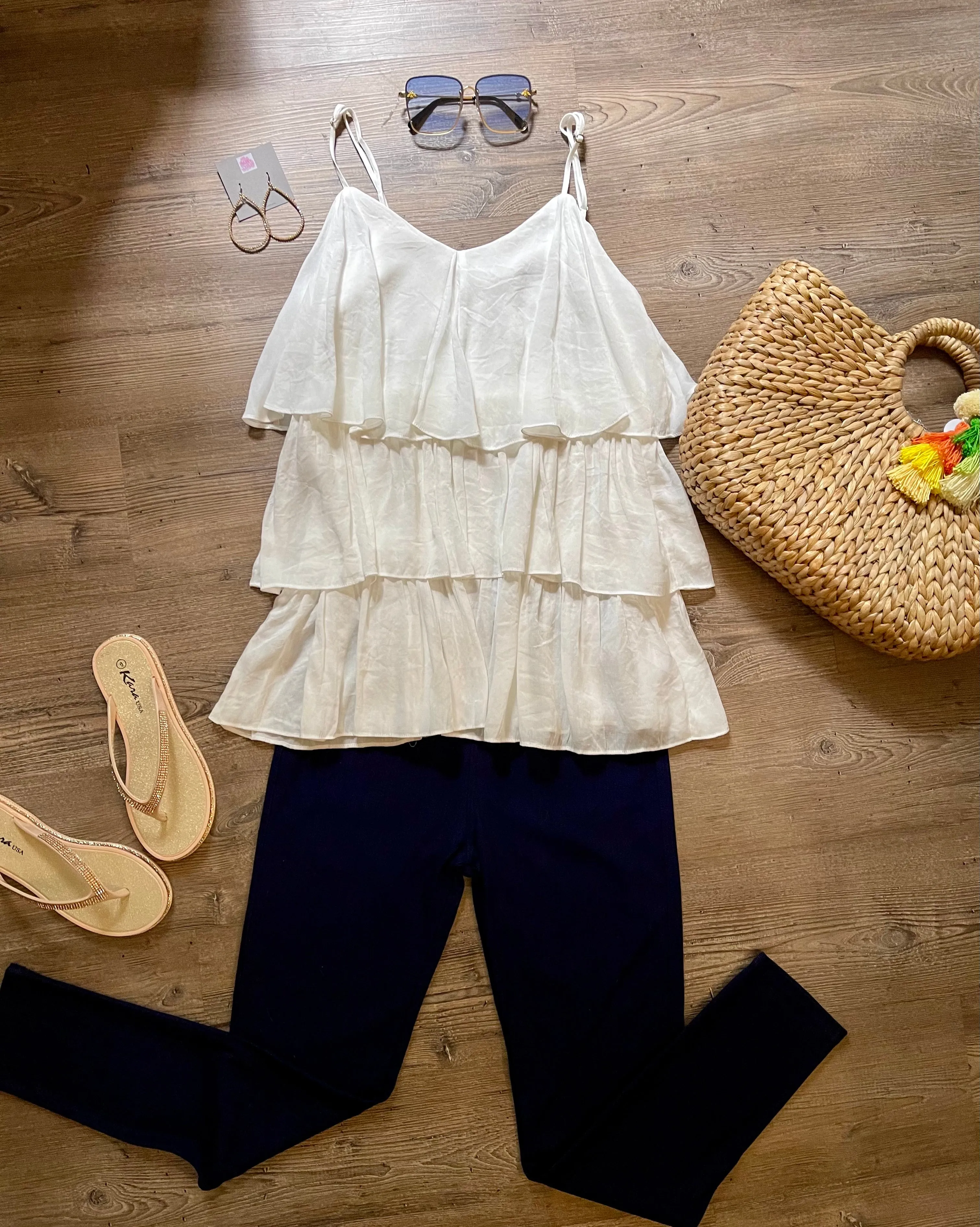 Multilayer Linen Cream Top