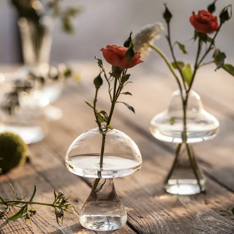 Mushroom Inspired Elegant Glass Vase