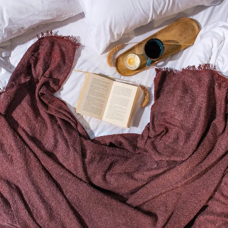 Nest Fringed Throw - Maroon