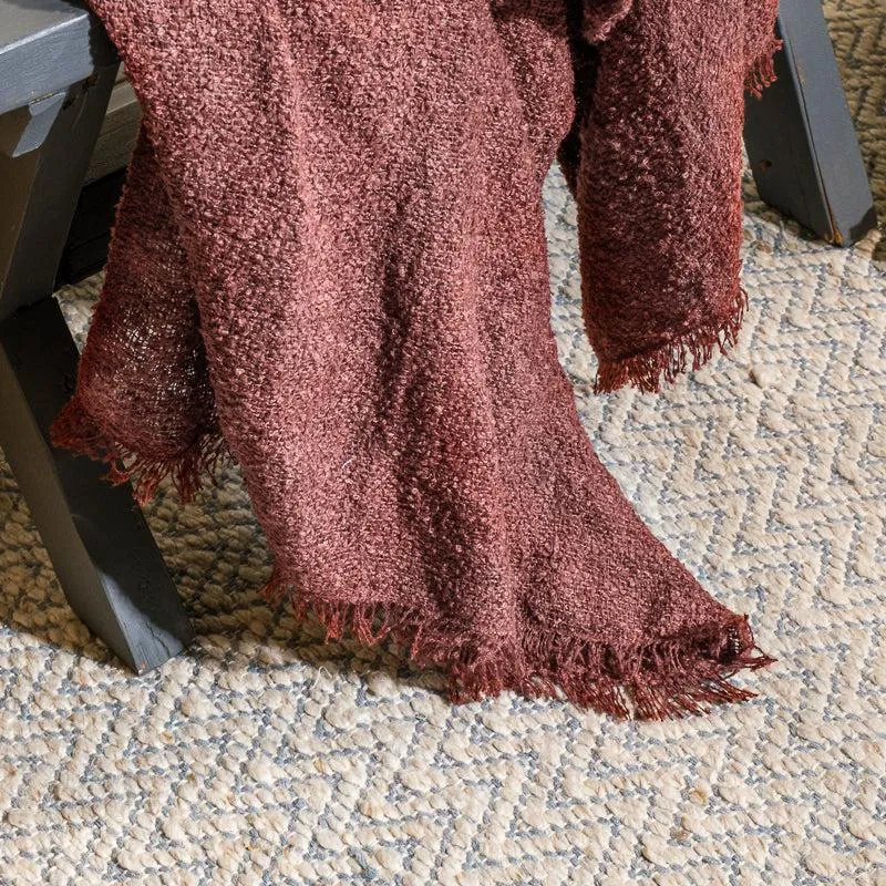 Nest Fringed Throw - Maroon
