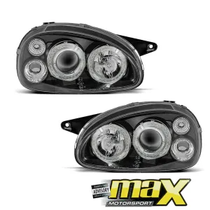 Opel Corsa B Black Angel Eye Projector Headlights