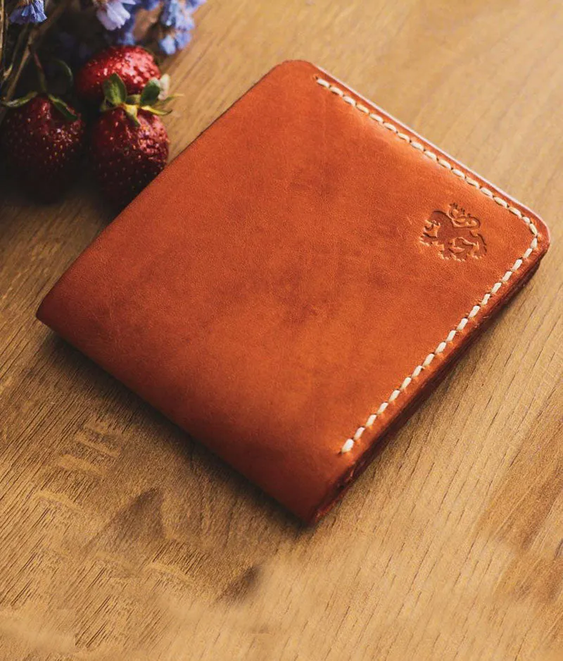 Orange Leather Wallet - Oliver