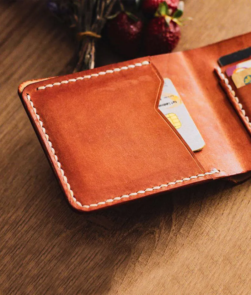 Orange Leather Wallet - Oliver