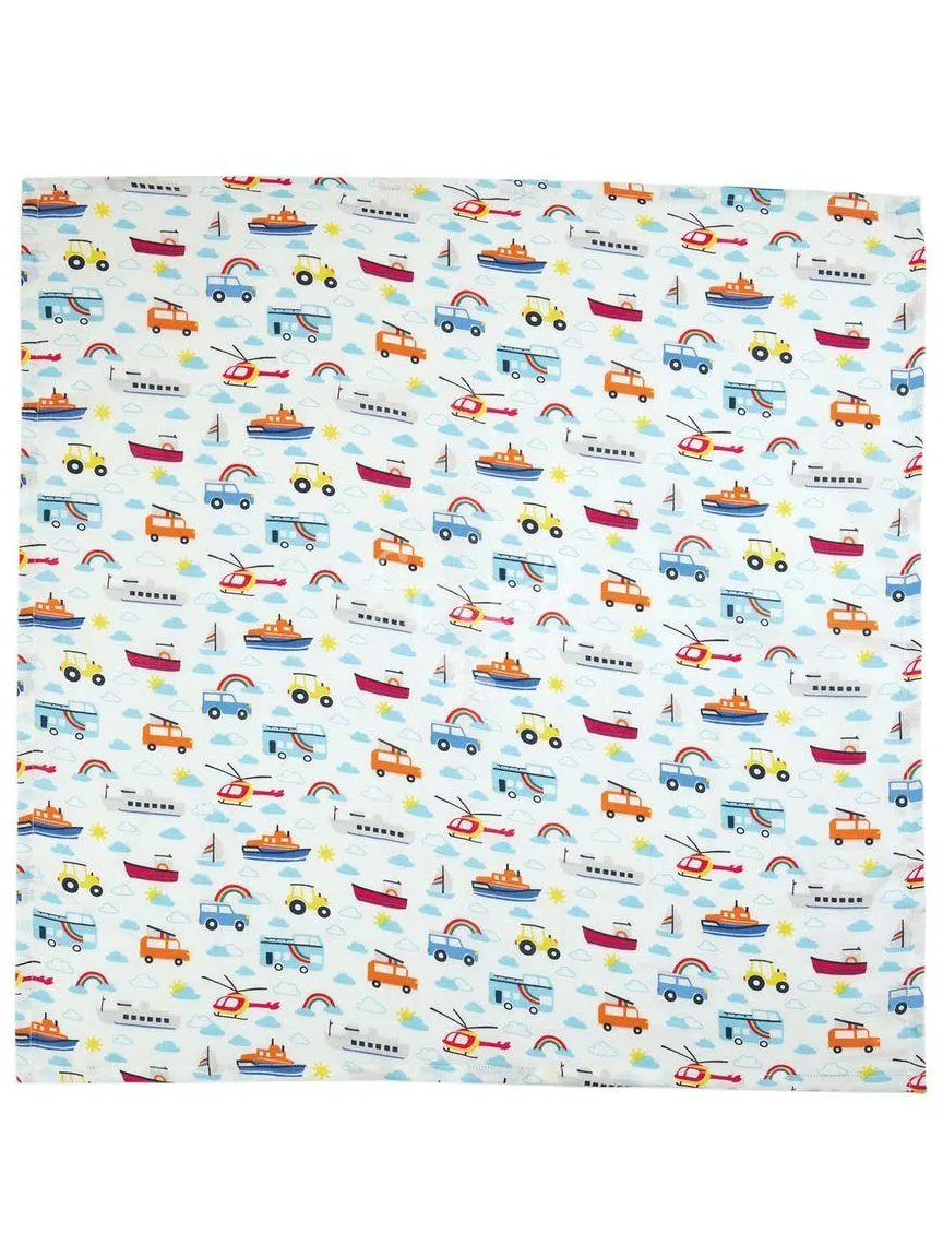 Organic Cotton Tractors, Boats & Cars Muslin 2 Pack by Frugi