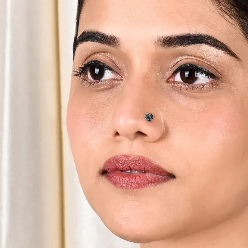 Oxidized Heart Nose Pin