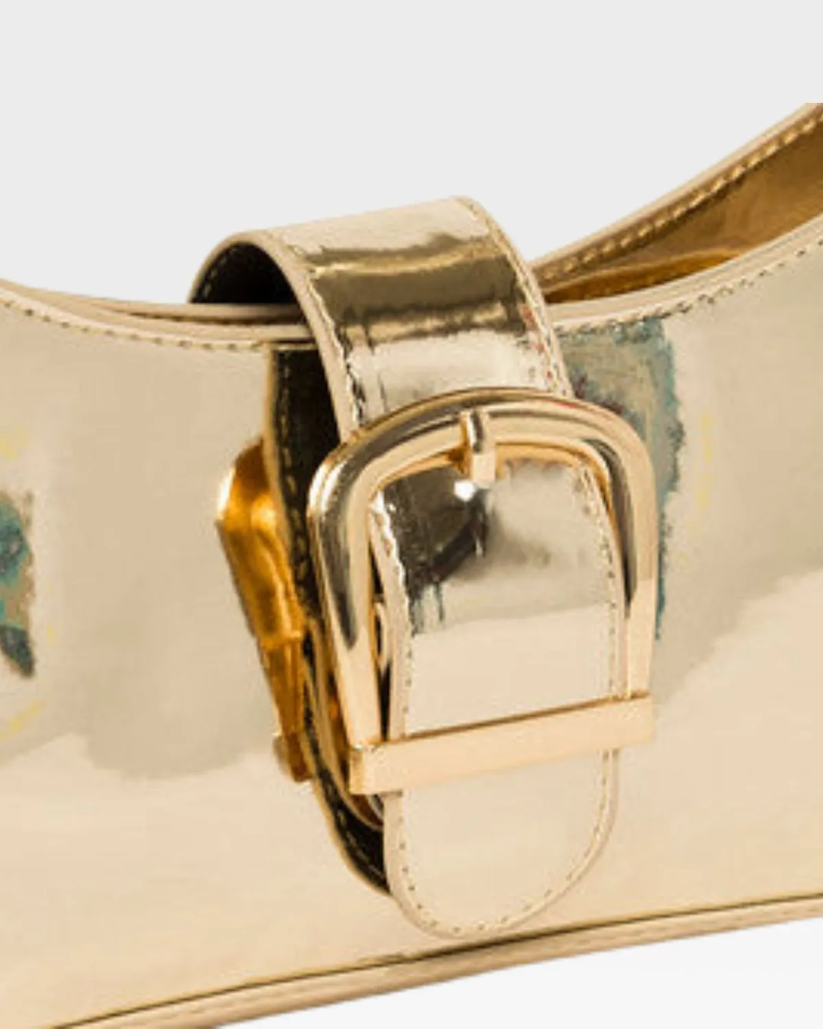 Patent Shoulder Purse in Gold