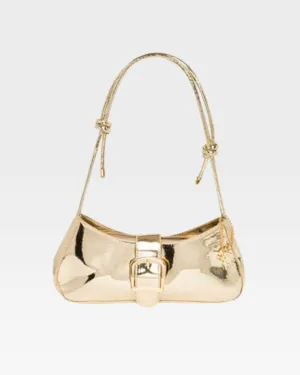 Patent Shoulder Purse in Gold
