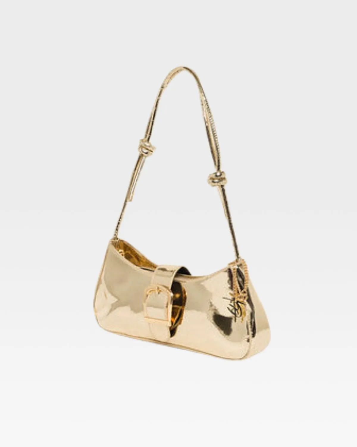 Patent Shoulder Purse in Gold