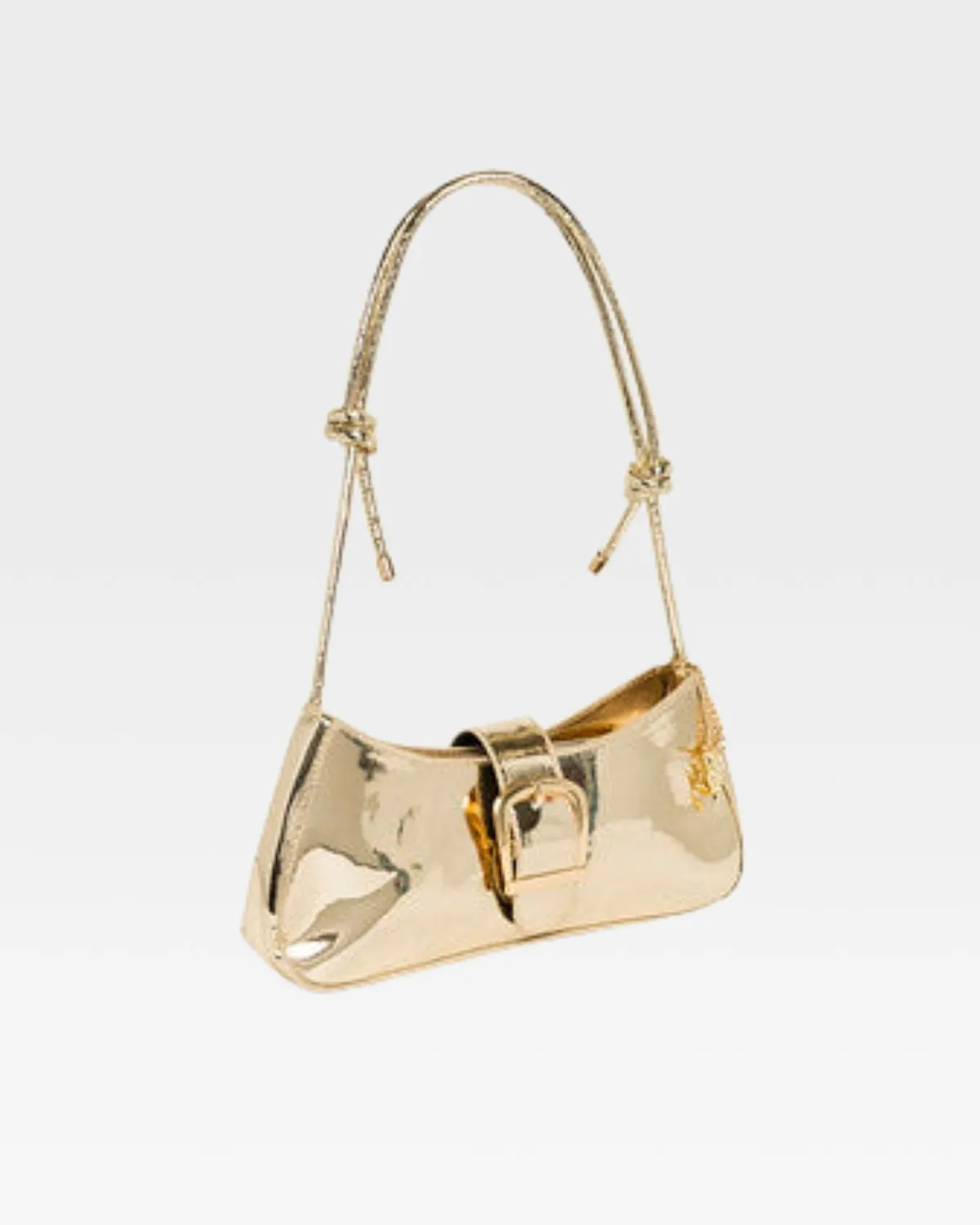 Patent Shoulder Purse in Gold
